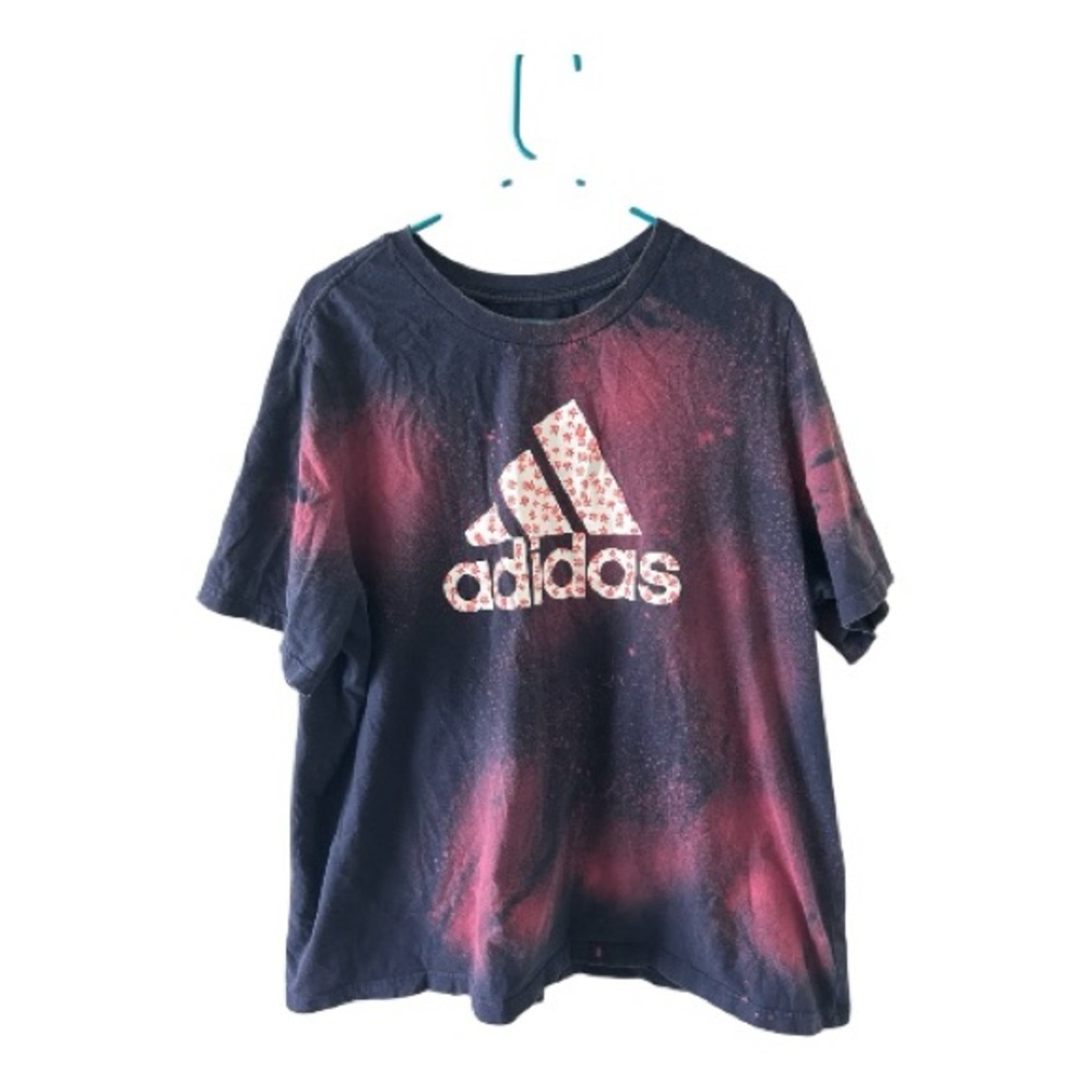 Adidas 3X Bleach Dyed Amplifier Tee Galaxy Logo Graphic Shirt